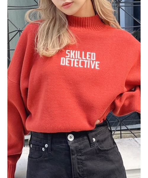 GYDA（ジェイダ）の「SKILLED DETECTIVE ニットトップス（ニット/セーター・レディース・ブラック/オフホワイト/ダークオレンジ・FREE）」の3枚目の写真