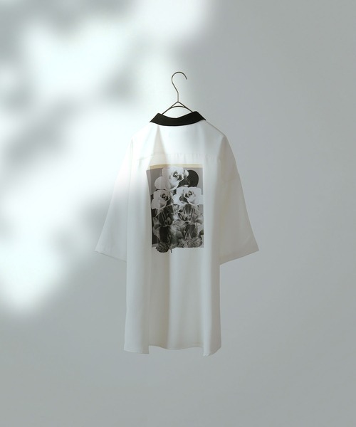 【セール】バックプリント ルーズ クレリックシャツ 半袖（シャツ/ブラウス）｜Naive magic（ナイーブマジック）