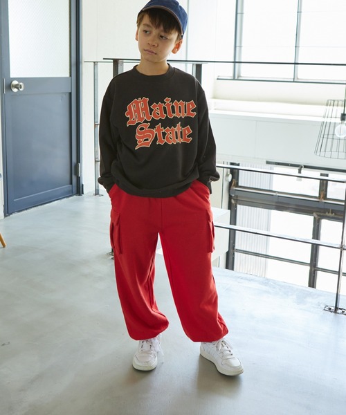 PAIRMANON STREET（ペアマノンストリート）の「【PAIRMANON STREET】裏毛 サイドポケット カーゴパンツ（カーゴパンツ・キッズ・オートミール/ピンク/ブラック/グレー/レッド・150/130/100/110/140/90/120）」の20枚目の写真