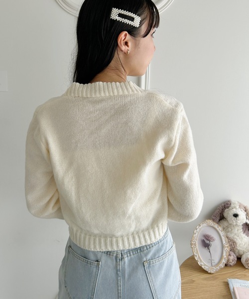 Loueme（ルエム）の「ぽんぽんチェリーニットキャミ＋カーディガンSET（ニット/セーター・レディース・ピンク/ホワイト/ブラック・FREE）」の20枚目の写真