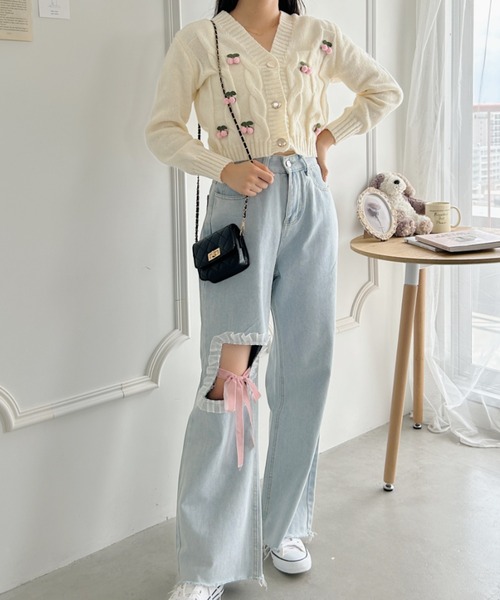 Loueme（ルエム）の「ぽんぽんチェリーニットキャミ＋カーディガンSET（ニット/セーター・レディース・ピンク/ホワイト/ブラック・FREE）」の21枚目の写真