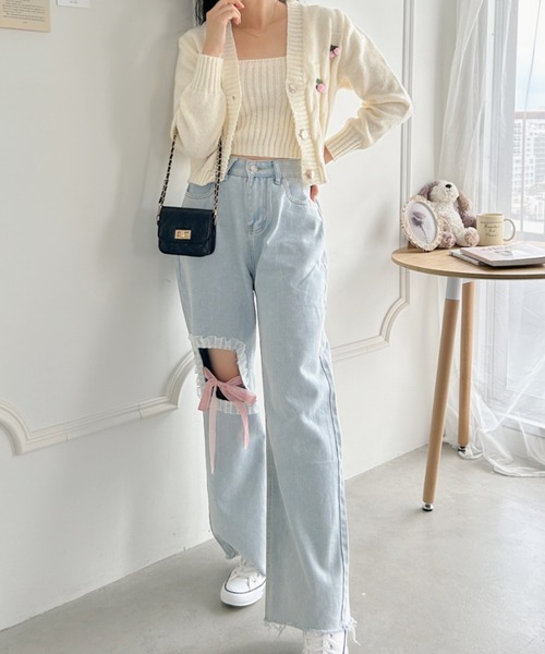 Loueme（ルエム）の「ぽんぽんチェリーニットキャミ＋カーディガンSET（ニット/セーター・レディース・ピンク/ホワイト/ブラック・FREE）」の22枚目の写真