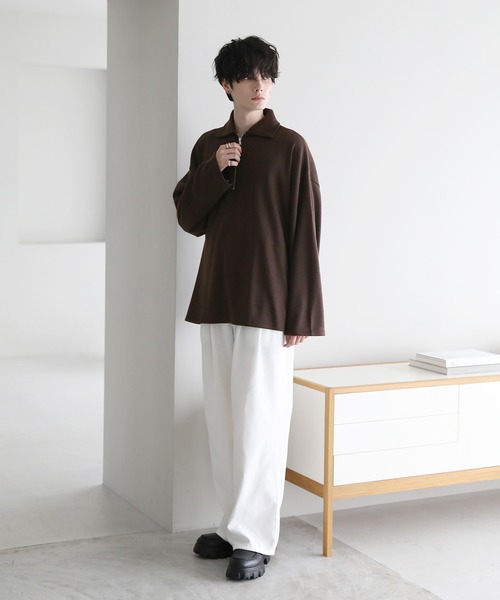 ETELIO（エテリオ）の「12ゲージミラノリブハーフジップニット（ニット/セーター・メンズ・ライトグレー/ワイン/ブラウン/ブラック/チャコール/グリーン/ネイビー・S/L/M）」の14枚目の写真