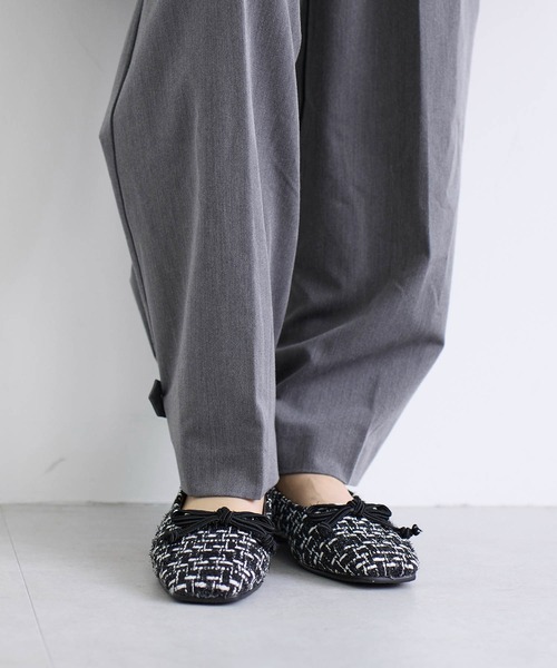 noyau（ノヤウ）の「スクエアツイードバレエシューズ（バレエシューズ・レディース・ブラック系その他/ブルー系その他6/チャコールグレー×パープル・L/M/S/LL）」の14枚目の写真