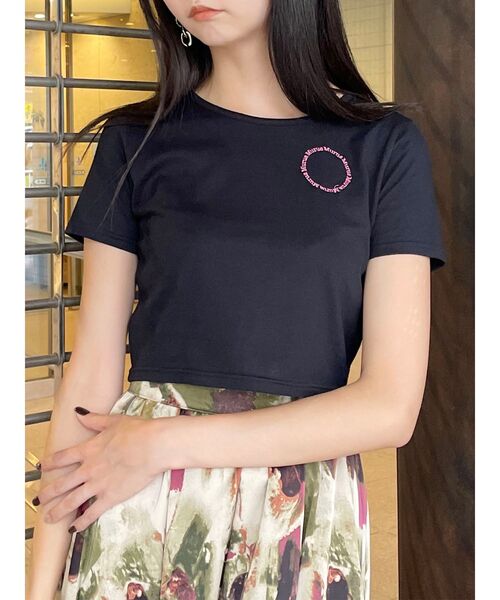 MURUA(ムルーア)の「サークルロゴクロップトTシャツ(Tシャツ/カットソー・レディース・ホワイト/ブラック/グレー・FREE)」の3枚目の写真