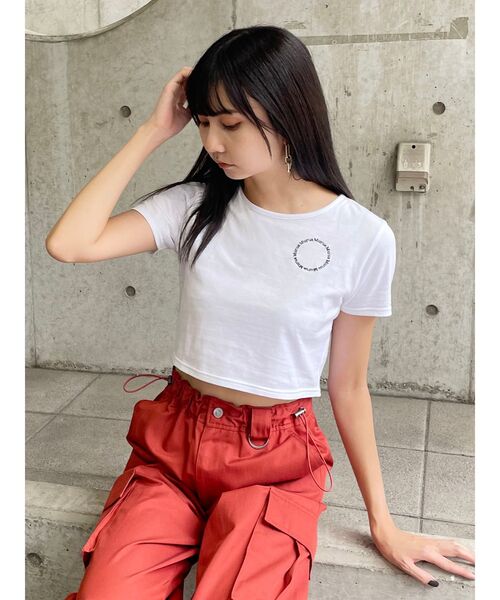 MURUA(ムルーア)の「サークルロゴクロップトTシャツ(Tシャツ/カットソー・レディース・ホワイト/ブラック/グレー・FREE)」の7枚目の写真