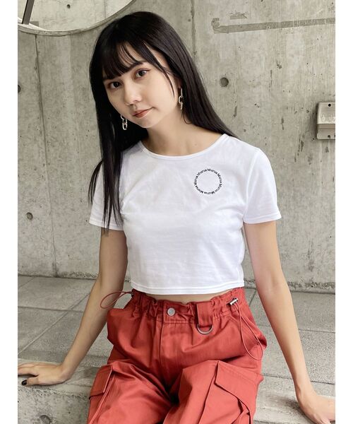 MURUA(ムルーア)の「サークルロゴクロップトTシャツ(Tシャツ/カットソー・レディース・ホワイト/ブラック/グレー・FREE)」の14枚目の写真