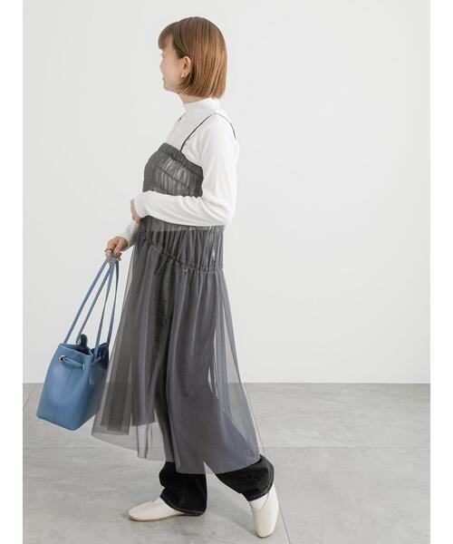Lugnoncure（ルノンキュール）の「2WAYチュールスカート（スカート・レディース・グレー/オフホワイト/ブラック・F）」の4枚目の写真
