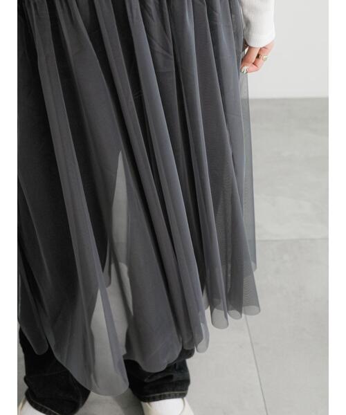 Lugnoncure（ルノンキュール）の「2WAYチュールスカート（スカート・レディース・グレー/オフホワイト/ブラック・F）」の17枚目の写真