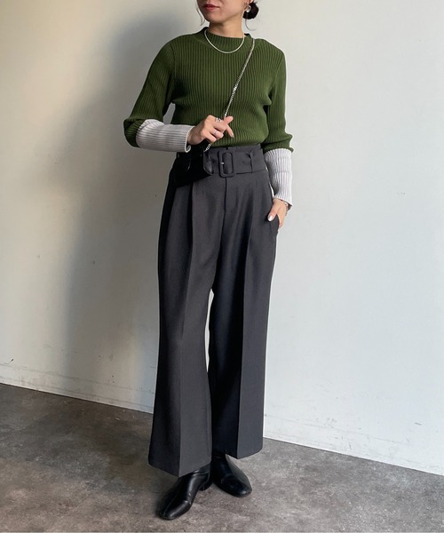 Thevon(ゼボン)の「袖先配色リブニット(ニット/セーター・レディース・ブラック/イエロー/アイボリー/グレー/グリーン/ベージュ・FREE)」の17枚目の写真