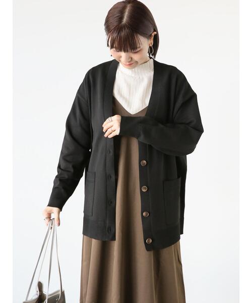 Lugnoncure（ルノンキュール）の「無撚糸Vネックカーディガン（カーディガン/ボレロ・レディース・レッド/オフホワイト/ブラック/グリーン・F）」の3枚目の写真