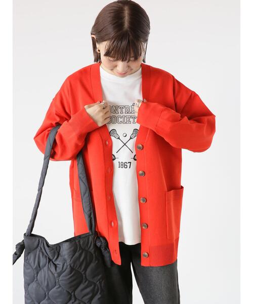 Lugnoncure（ルノンキュール）の「無撚糸Vネックカーディガン（カーディガン/ボレロ・レディース・レッド/オフホワイト/ブラック/グリーン・F）」の5枚目の写真