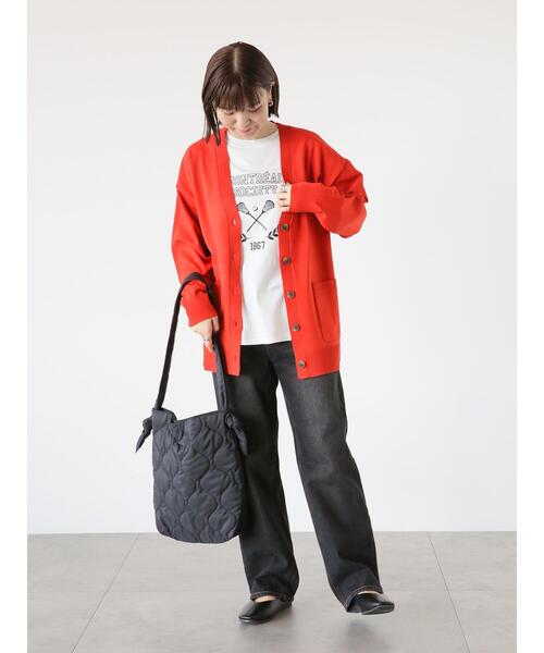 Lugnoncure（ルノンキュール）の「無撚糸Vネックカーディガン（カーディガン/ボレロ・レディース・レッド/オフホワイト/ブラック/グリーン・F）」の9枚目の写真