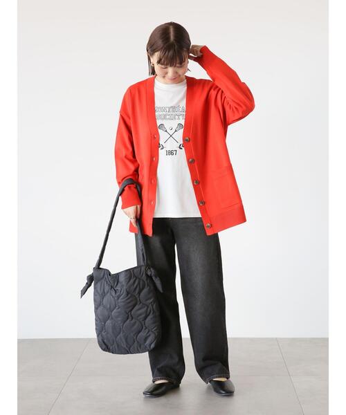 Lugnoncure（ルノンキュール）の「無撚糸Vネックカーディガン（カーディガン/ボレロ・レディース・レッド/オフホワイト/ブラック/グリーン・F）」の10枚目の写真