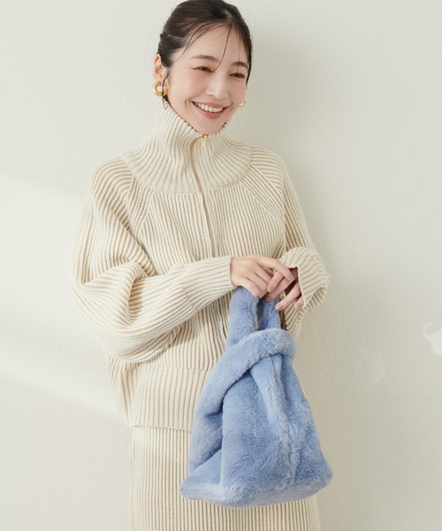 natural couture（ナチュラルクチュール）の「ファートートバッグ（ショルダーバッグ・レディース・その他1/サックスブルー/イエロー/グレイッシュベージュ・FREE）」の9枚目の写真