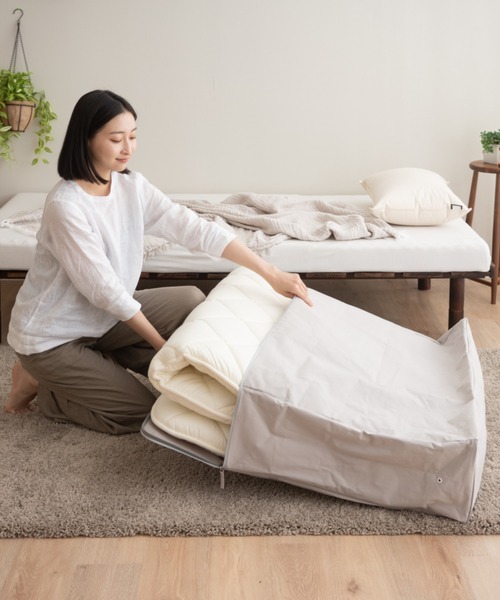 東京家具（トウキョウカグ）の「破けにくいポリエステルコットン収納ケース 敷き布団用/シングル（収納グッズ・レディース・グレー・FREE）」の5枚目の写真
