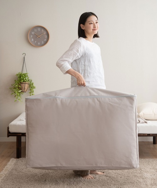 東京家具（トウキョウカグ）の「破けにくいポリエステルコットン収納ケース 敷き布団用/シングル（収納グッズ・レディース・グレー・FREE）」の6枚目の写真