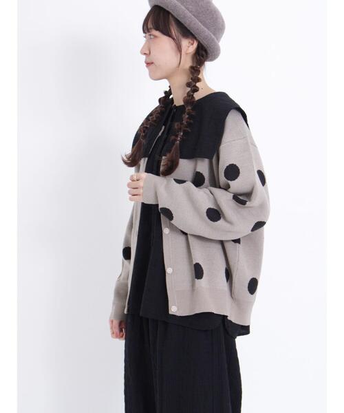 Samansa Mos2（サマンサ モスモス）の「【マシンウォッシャブル】ジャカードクルーネックカーディガン（カーディガン/ボレロ・レディース・ブルー/ベージュ/オフホワイト/ブラック・F）」の4枚目の写真