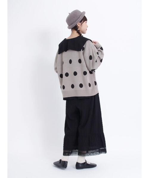 Samansa Mos2（サマンサ モスモス）の「【マシンウォッシャブル】ジャカードクルーネックカーディガン（カーディガン/ボレロ・レディース・ブルー/ベージュ/オフホワイト/ブラック・F）」の5枚目の写真