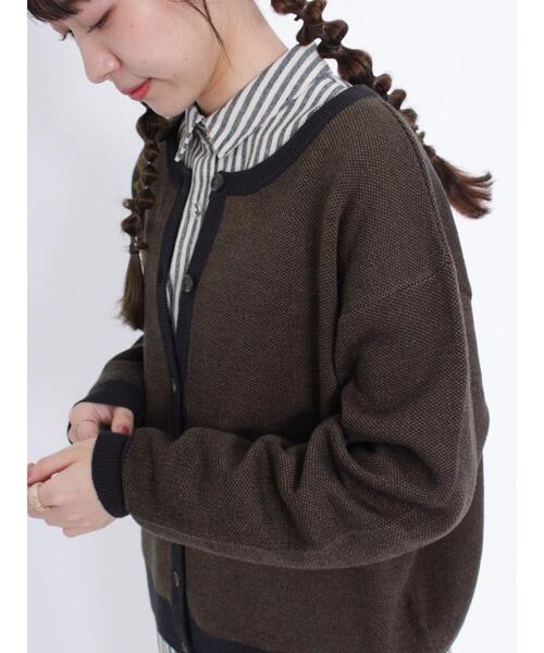 Samansa Mos2（サマンサ モスモス）の「【マシンウォッシャブル】ジャカードクルーネックカーディガン（カーディガン/ボレロ・レディース・ブルー/ベージュ/オフホワイト/ブラック・F）」の7枚目の写真