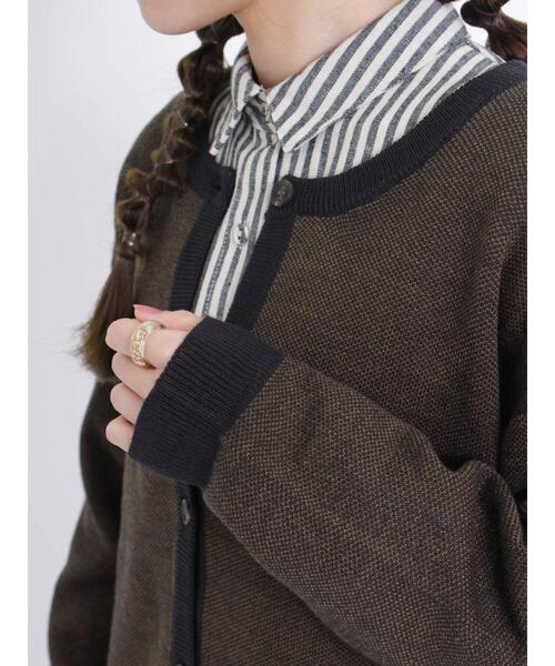 Samansa Mos2（サマンサ モスモス）の「【マシンウォッシャブル】ジャカードクルーネックカーディガン（カーディガン/ボレロ・レディース・ブルー/ベージュ/オフホワイト/ブラック・F）」の8枚目の写真