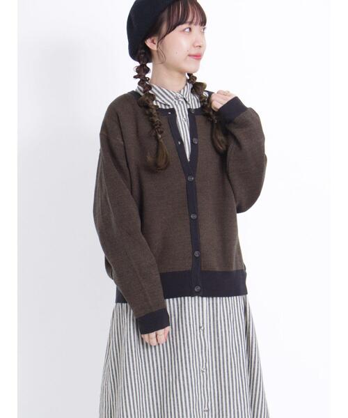 Samansa Mos2（サマンサ モスモス）の「【マシンウォッシャブル】ジャカードクルーネックカーディガン（カーディガン/ボレロ・レディース・ブルー/ベージュ/オフホワイト/ブラック・F）」の9枚目の写真