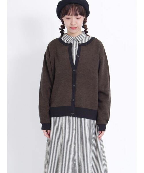 Samansa Mos2（サマンサ モスモス）の「【マシンウォッシャブル】ジャカードクルーネックカーディガン（カーディガン/ボレロ・レディース・ブルー/ベージュ/オフホワイト/ブラック・F）」の13枚目の写真