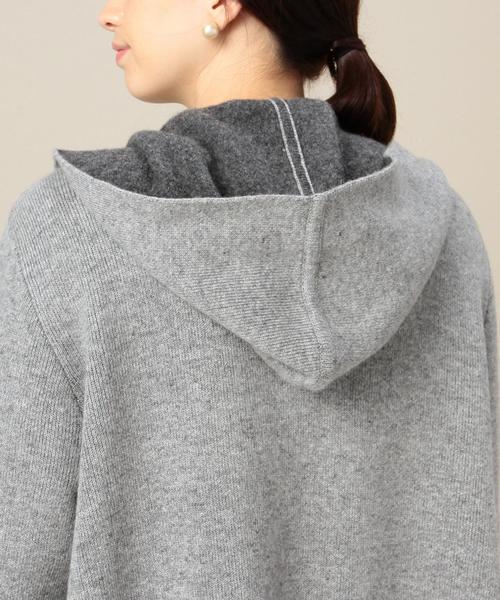 green label relaxing（グリーンレーベルリラクシング）の「KF W/NY Wフェイス LONG HOODカーディガン◆（カーディガン/ボレロ・レディース・グレー/ネイビー・FREE）」の11枚目の写真