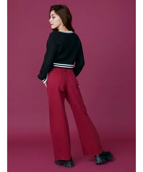 EVRIS（エヴリス）の「ショートケーブルニットトップス（ニット/セーター・レディース・ブラック/ネイビー・FREE）」の6枚目の写真