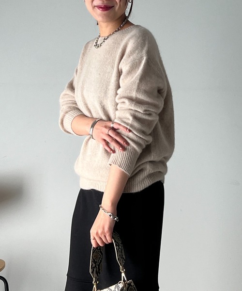 un dix cors（アンディコール）の「フォックス混クルーネックニット（ニット/セーター・レディース・ブラウン/ベージュ/ブラック・FREE）」の8枚目の写真