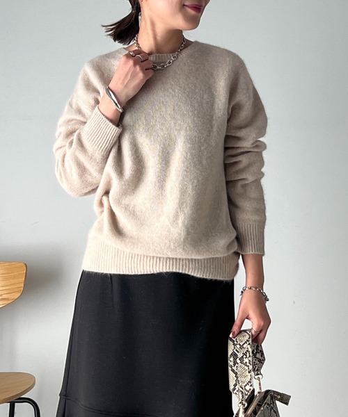 un dix cors（アンディコール）の「フォックス混クルーネックニット（ニット/セーター・レディース・ブラウン/ベージュ/ブラック・FREE）」の5枚目の写真