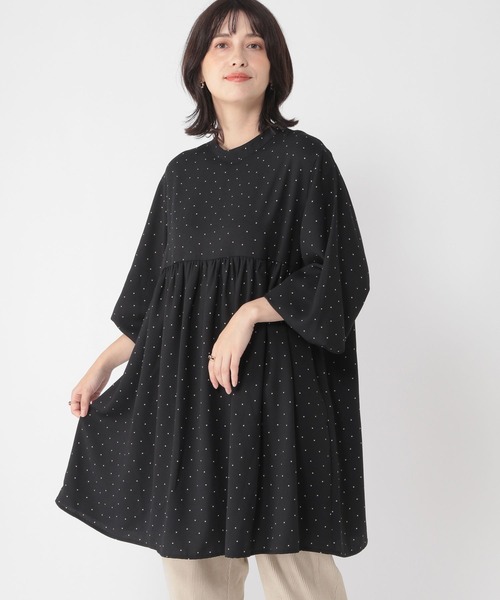 studio CLIP(スタディオクリップ)の「切替えギャザードットブラウス(シャツ/ブラウス・レディース・ブラック/ネイビー/ブラウン・FREE)」の2枚目の写真