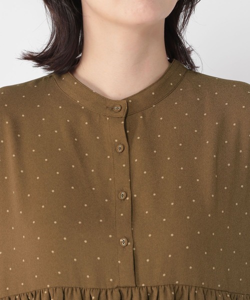 セール】切替えギャザードットブラウス（シャツ/ブラウス）｜studio