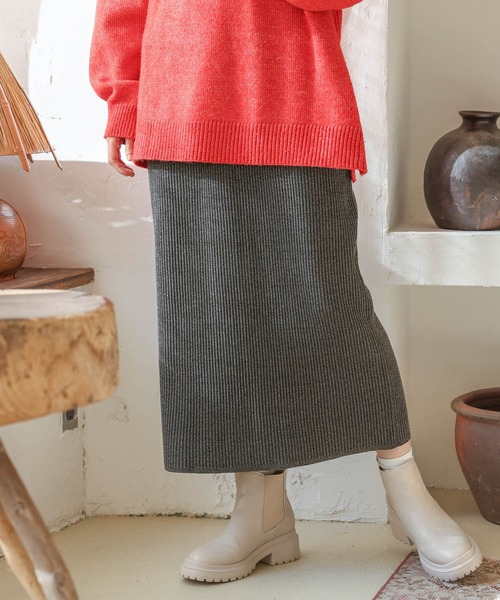 niko and...（ニコアンド）の「アソートリブニットスカート（スカート・レディース・チャコール/スカイブルー/ブラック/ブルー/ライトグレー・MEDIUM/LARGE）」の4枚目の写真