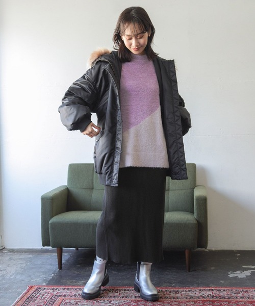 niko and...（ニコアンド）の「アソートリブニットスカート（スカート・レディース・チャコール/スカイブルー/ブラック/ブルー/ライトグレー・MEDIUM/LARGE）」の7枚目の写真