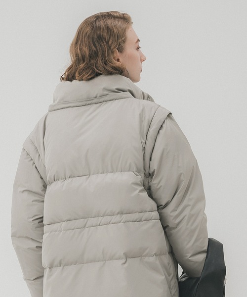 coca（coca）（コカ）の「フェザー混デタッチャブルダウンジャケット（ダウンジャケット/コート・レディース・グレー/ブラック・L/M）」の12枚目の写真