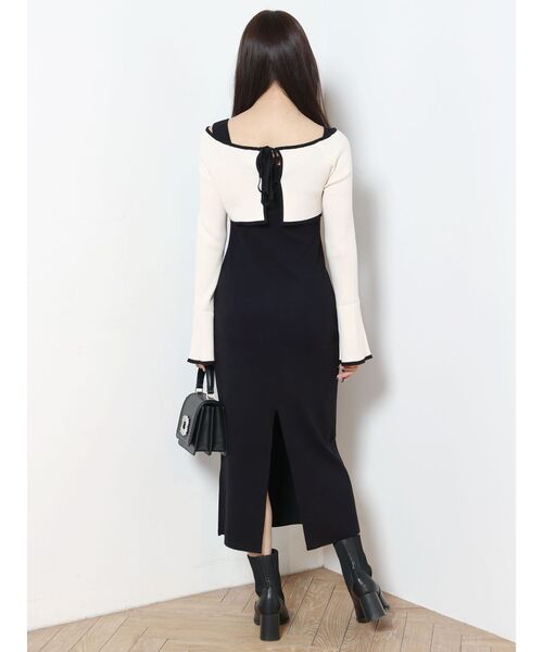 MERCURYDUO（マーキュリーデュオ）の「3WAY配色ストラップバッククロスロングスリーブワンピース（ワンピース・レディース・ベビーピンク/ブラック/チャコールグレー・MEDIUM/SMALL）」の17枚目の写真