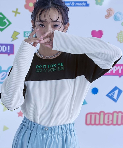 miette（ミエット）の「ﾊﾞｲｶﾗｰ切替ﾗﾒ刺繍ﾄｯﾌﾟｽ（ニット/セーター・レディース・レッド/グレー/ブラック・FREE）」の4枚目の写真