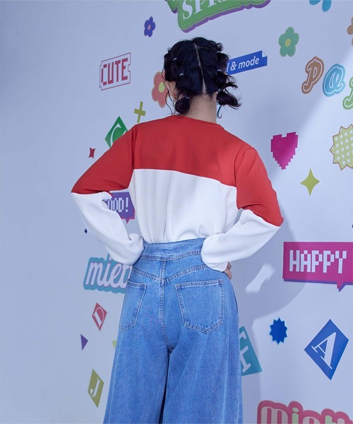 miette（ミエット）の「ﾊﾞｲｶﾗｰ切替ﾗﾒ刺繍ﾄｯﾌﾟｽ（ニット/セーター・レディース・レッド/グレー/ブラック・FREE）」の10枚目の写真