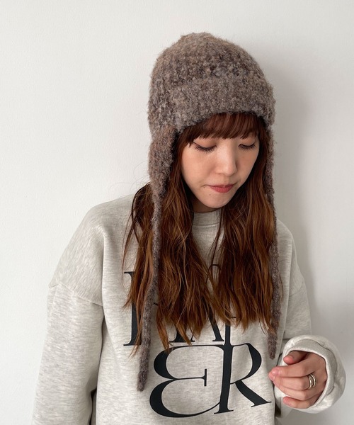 CANAL JEAN（キャナルジーン）の「El mar　フライトニットCAP（ニットキャップ/ビーニー・レディース・グレー/ベージュ・ONE SIZE）」の2枚目の写真