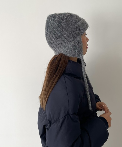 CANAL JEAN（キャナルジーン）の「El mar　フライトニットCAP（ニットキャップ/ビーニー・レディース・グレー/ベージュ・ONE SIZE）」の4枚目の写真