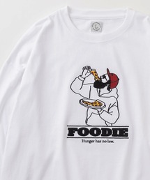 「FOODIE&Hangover's」ジェントルマン サガラ刺繍イラストデザイン ビッグシルエット ロングスリーブTシャツ/ロンT