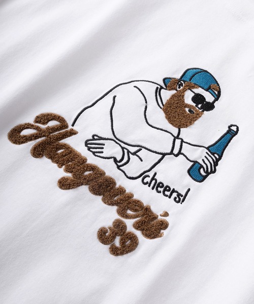make a ray!(メイク ア レイ!)の「「FOODIE&Hangover's」ジェントルマン サガラ刺繍イラストデザイン ビッグシルエット ロングスリーブTシャツ/ロンT(Tシャツ/カットソー・メンズ・オフホワイト/ブラック系その他/ブラック/ホワイト/グリーン/ラベンダー・M/L)」の7枚目の写真