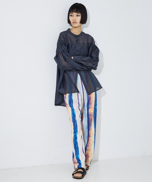 NOMINE（ノミネ）の「オリジナル柄 ストライプ タックパンツ（その他パンツ・レディース・オレンジ/パープル・S/M）」の3枚目の写真