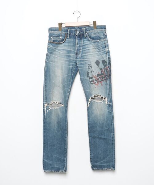 HYSTERIC GLAMOUR(ヒステリックグラマー)の「ダメージ加工デニムパンツ【THEHEARTBREAKERSコラボ】(デニムパンツ・メンズ・ブルー・32inch)」の1枚目の写真