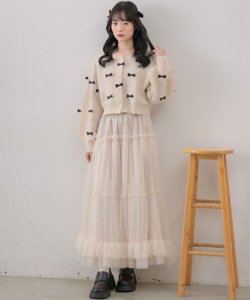 ems excite（エムズエキサイト）の「チビリボンNTカーデ（カーディガン/ボレロ・レディース・ナチュラル/ブラック/ライトグレー/ピンク・FREE）」の21枚目の写真