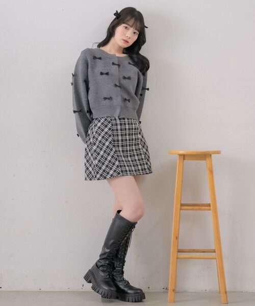 ems excite（エムズエキサイト）の「チビリボンNTカーデ（カーディガン/ボレロ・レディース・ナチュラル/ブラック/ライトグレー/ピンク・FREE）」の8枚目の写真