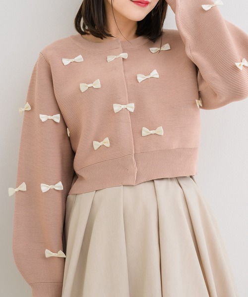 ems excite（エムズエキサイト）の「チビリボンNTカーデ（カーディガン/ボレロ・レディース・ナチュラル/ブラック/ライトグレー/ピンク・FREE）」の4枚目の写真