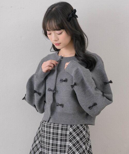 ems excite（エムズエキサイト）の「チビリボンNTカーデ（カーディガン/ボレロ・レディース・ナチュラル/ブラック/ライトグレー/ピンク・FREE）」の5枚目の写真