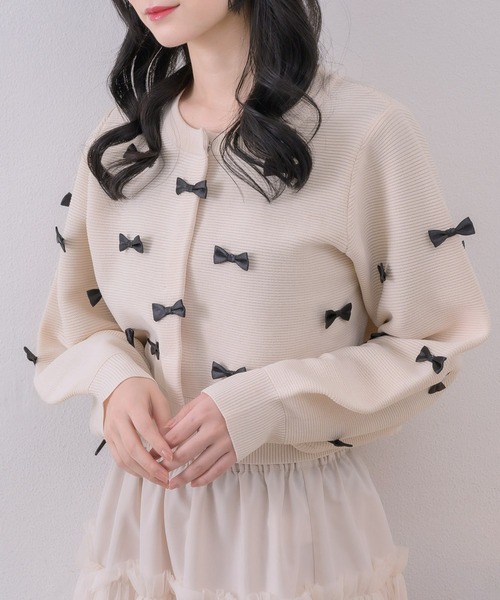 ems excite（エムズエキサイト）の「チビリボンNTカーデ（カーディガン/ボレロ・レディース・ナチュラル/ブラック/ライトグレー/ピンク・FREE）」の6枚目の写真